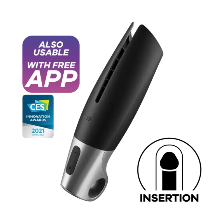 Satisfyer - Power Masturbator Negro y Plata para Placer Personalizado