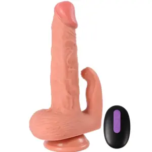 SHEQU - Dildo Realista con Estimulador de Clítoris y Control Remoto de 16 cm