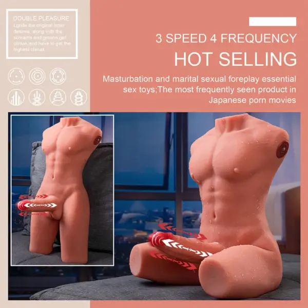 XISE - Jason Half Body Torsos Realístico Masculino con Thrusting y Vibración 55 cm - Imagen 14