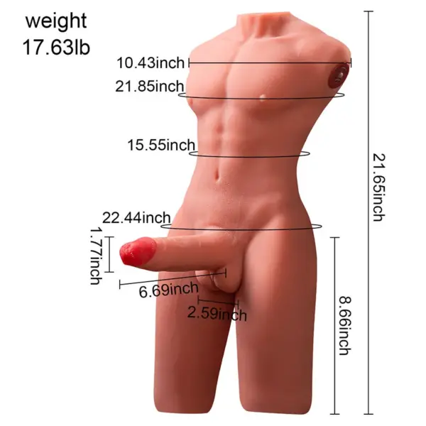 XISE - Jason Half Body Torsos Realístico Masculino con Thrusting y Vibración 55 cm - Imagen 9