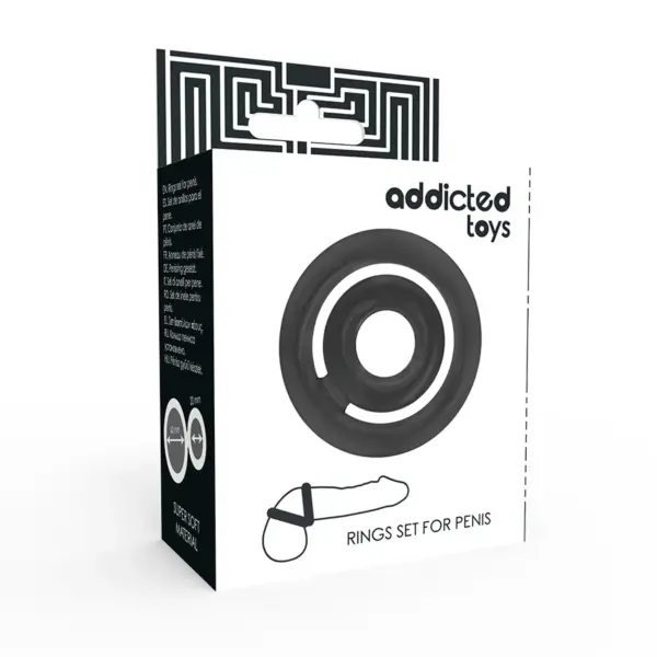 ADDICTED TOYS - Set de Anillos Pene Negro para Placer Intenso - Imagen 4