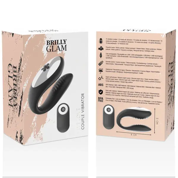 BRILLY GLAM - Vibrador para parejas con control remoto negro - Imagen 8