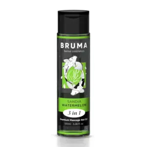 BRUMA - Aceite de Masaje Premium Efecto Calor Sabor Sandía 3 en 1 - 100 ml