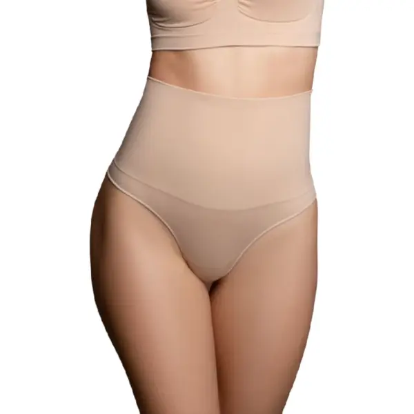 BYE-BRA - Faja sin costuras estilo tanga beige talla L - Imagen 2