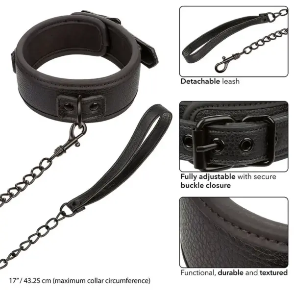 CALEXOTICS - Collar y Correa de Cuero Ajustable Negro para BDSM - Imagen 4
