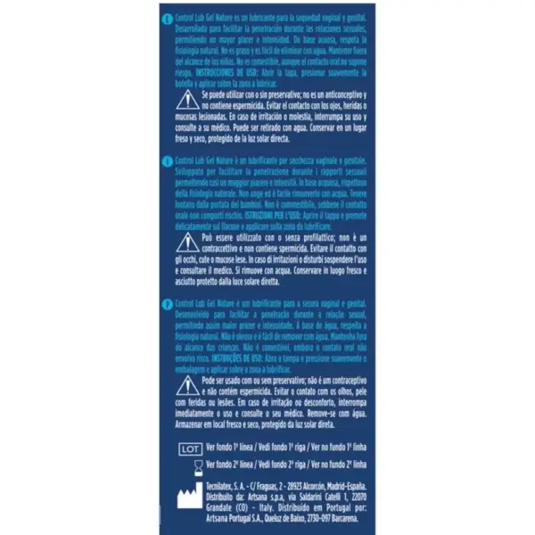 Control - Lub Gel Lubricante Natural 75 ML para Placer Intenso - Imagen 2