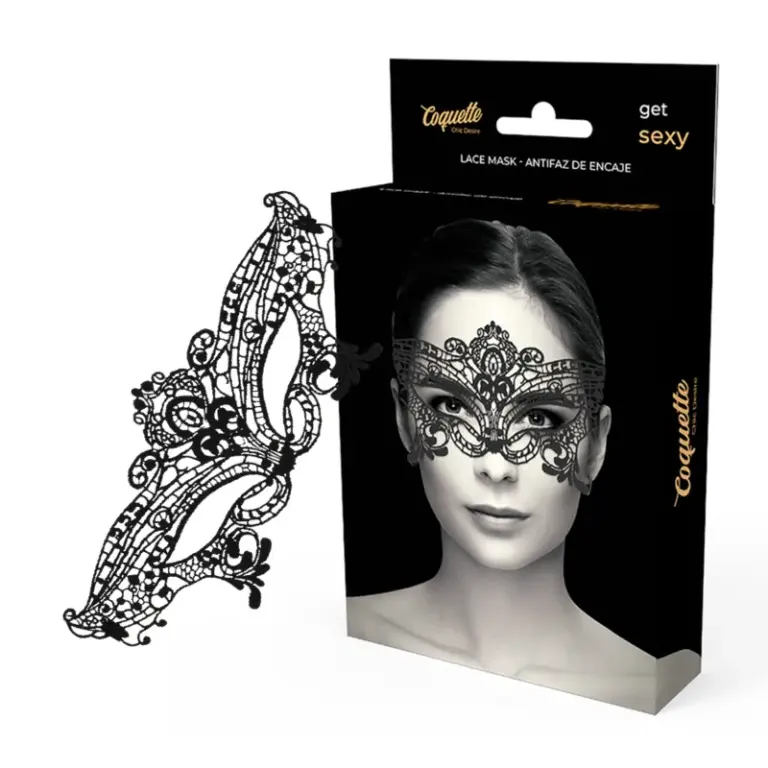 Coquette Chic Desire - Antifaz de encaje negro ancho para experiencias íntimas