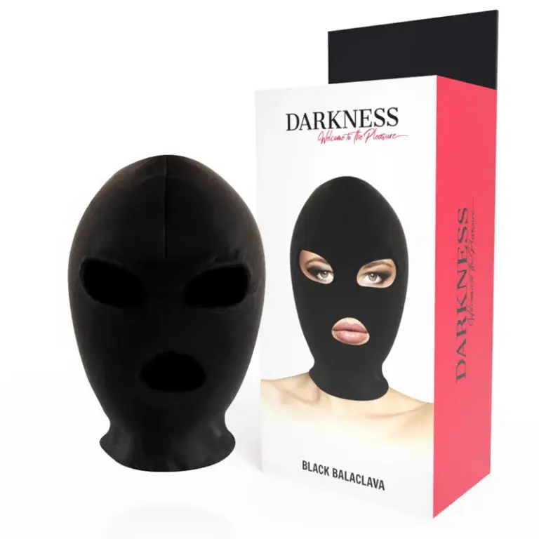 Darkness - Máscara BDSM de sumisión para boca y ojos en negro