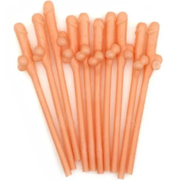 Diablo Picante - 10 Pajitas Forma de Pene para Fiestas Divertidas