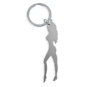 Diablo Picante - Llavero con silueta de mujer color plata con abridor de cerveza