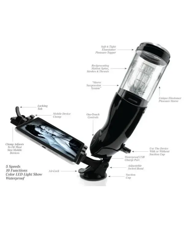 EXTREME TOYZ - PDX MEGA BATOR USB MASTURBADOR MASCULINO ANO NEGRO - Imagen 11