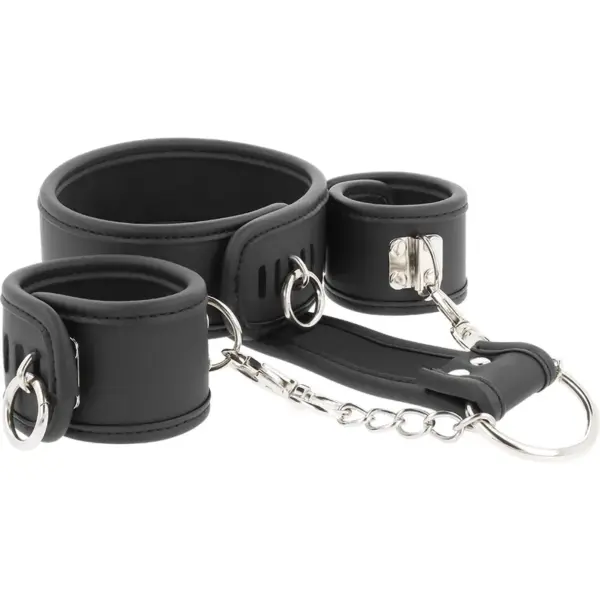 Fetish Submissive - Collar y Esposas Cuero Vegano con Forro de Neopreno - Imagen 2
