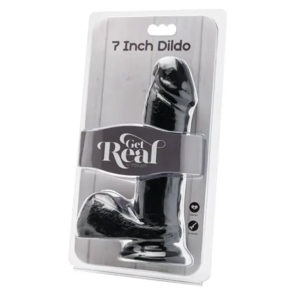 Get Real - Dildo 18 cm con testículos negro - Imagen 2