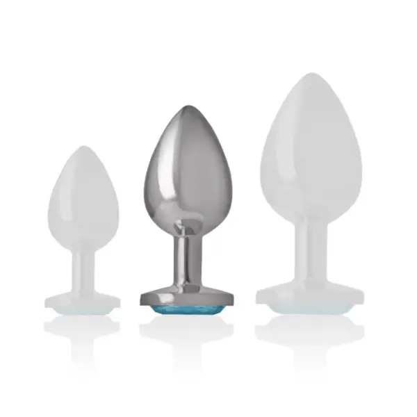 INTENSE - Plug Anal Metal Aluminio con Cristal Azul Talla M para Placer Glamuroso - Imagen 5