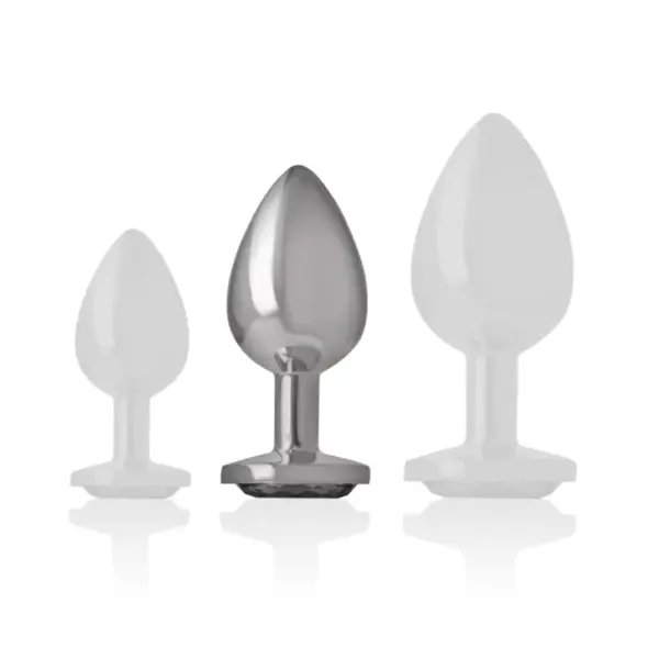 INTENSE - Plug anal metal aluminio con cristal negro talla M - Imagen 5