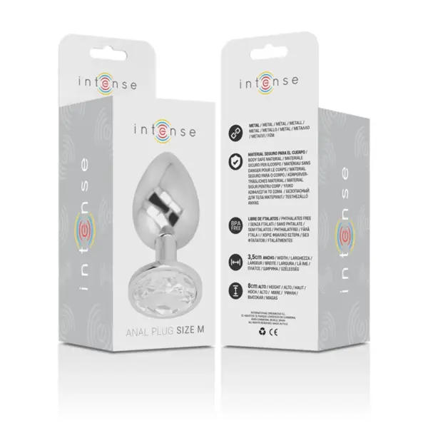 INTENSE - Plug Anal Metal Aluminio con Cristal Plata Talla M - Imagen 5