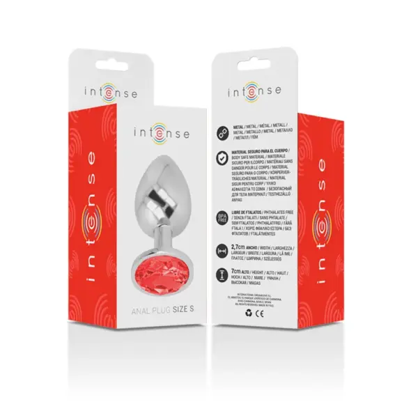 INTENSE - Plug Anal Metal Aluminio con Cristal Rojo Talla S - Imagen 6