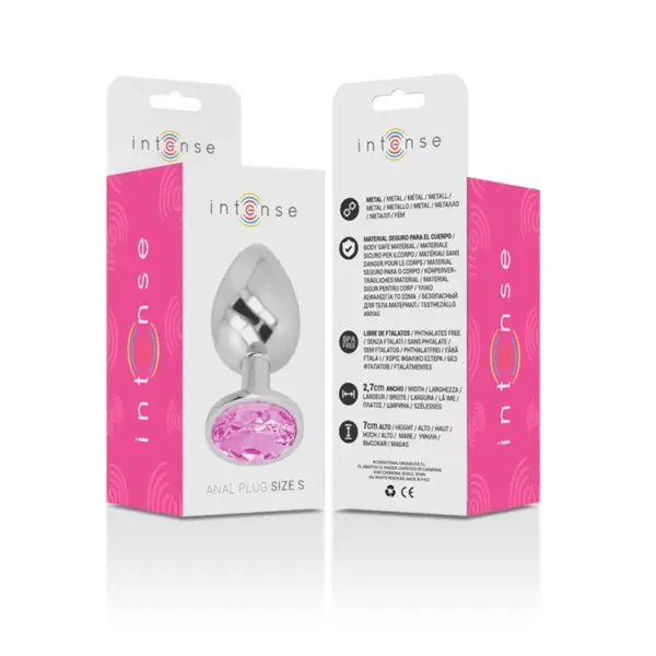 INTENSE - Plug Anal Metal Aluminio con Cristal Rosa Talla S - Imagen 6