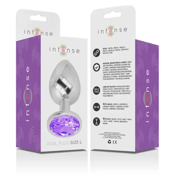 Intense - Plug Anal Metal Aluminio con Cristal Violeta Talla L - Imagen 6