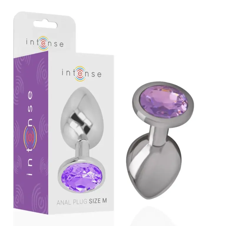 Intense - Plug Anal Metal Aluminio con Cristal Violeta Talla M