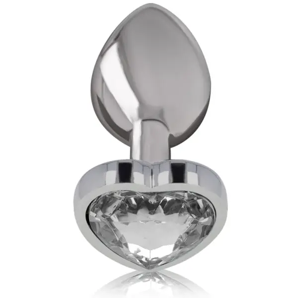 INTENSE - Plug anal metal aluminio corazón blanco talla S - Imagen 2