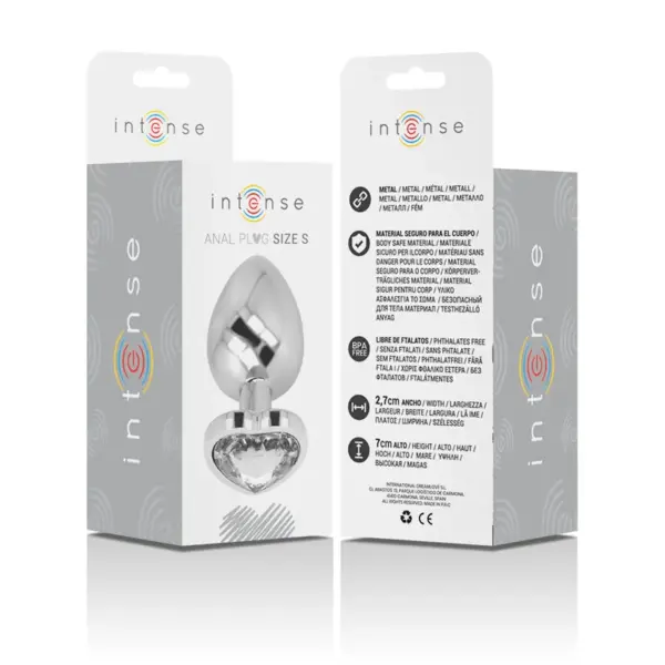 INTENSE - Plug anal metal aluminio corazón blanco talla S - Imagen 6