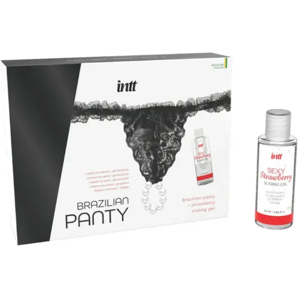 INTT Releases - Panty Brasileña Negra con Perlas y Gel Lubricante 50 ml - Imagen 2