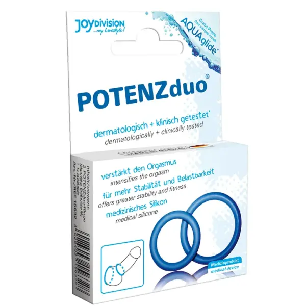 JOYDIVISION POTENZDUO - Anillos para pene azul M: Firmeza y Placer Aumentado - Imagen 2