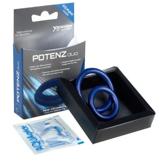 JOYDIVISION POTENZDUO - Anillos para pene azul M: Firmeza y Placer Aumentado - Imagen 3