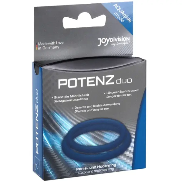 JOYDIVISION POTENZDUO - Anillos para pene azul M: Firmeza y Placer Aumentado - Imagen 4