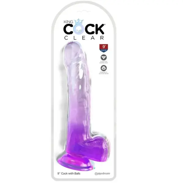 King Cock - Dildo transparente con testículos morado 20.3 cm - Imagen 2
