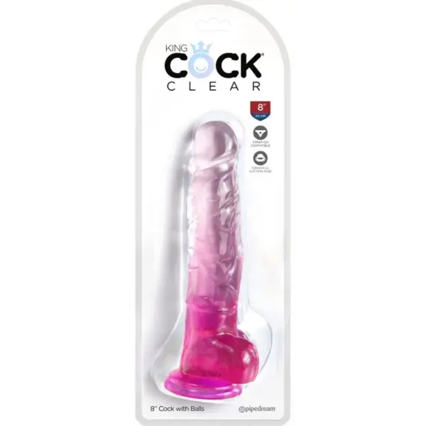 KING COCK - Clear Pene Realístico con Testículos 16.5 cm Rosa - Imagen 2