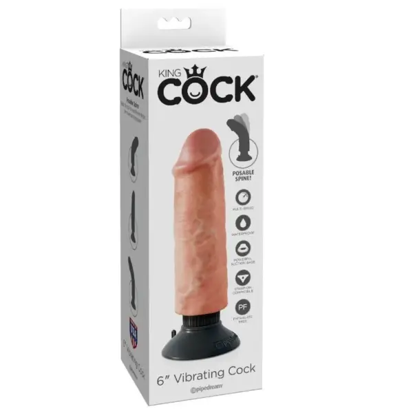 KING COCK - Dildo vibrador 15.24 cm natural