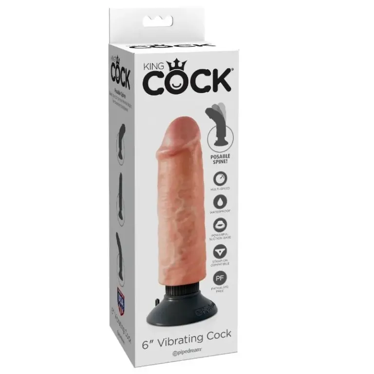 KING COCK - Dildo vibrador 15.24 cm natural