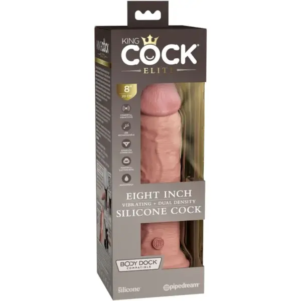 KING COCK - ÉLITE DILDO REALÍSTICO VIBRADOR & SILICONA 20.3 CM - Imagen 5