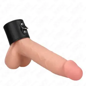 KINK - Anillo de Pene de Cuero con Cierre a Presión 18 x 5 cm