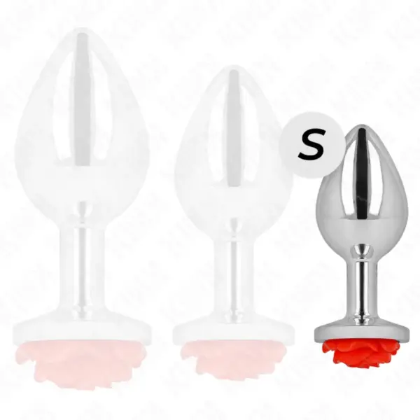 KINK - Plug Anal Metálico con Rosa Roja Talla S - Imagen 3