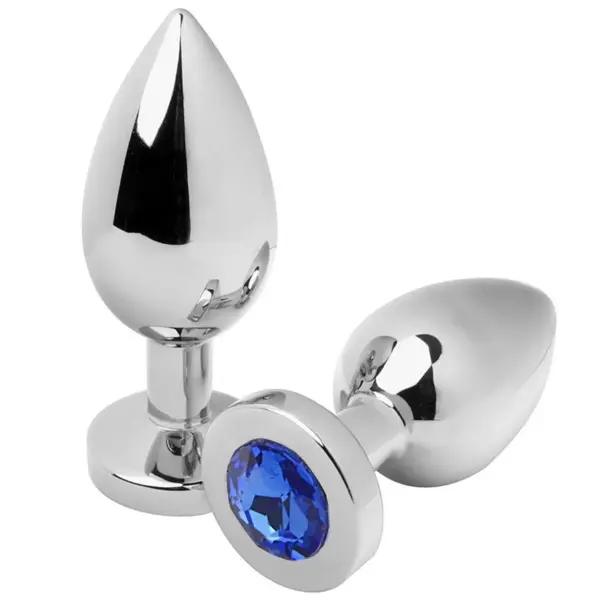 Metal Hard - Anal Plug Diamond Azul Medium 7.62CM para Placer Intenso