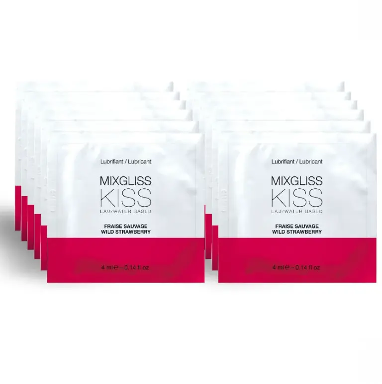 MIXGLISS - Lubricante base agua sabor a fresa 12 monodosis 4 ml