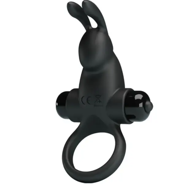 Pretty Love - Anillo vibrador con estimulador rabbit clítoris negro