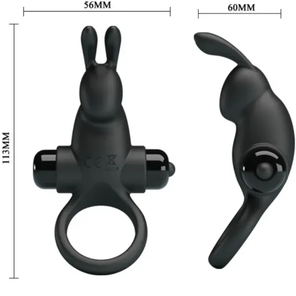 Pretty Love - Anillo vibrador con estimulador rabbit clítoris negro - Imagen 3