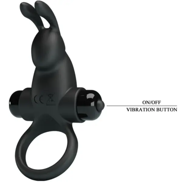 Pretty Love - Anillo vibrador con estimulador rabbit clítoris negro - Imagen 4