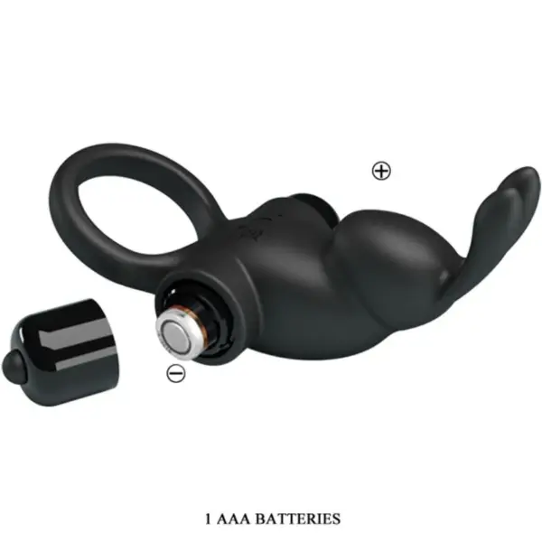 Pretty Love - Anillo vibrador con estimulador rabbit clítoris negro - Imagen 5