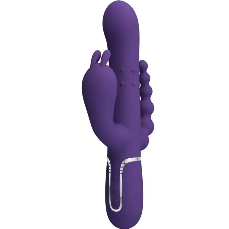 Pretty Love - Vibrador rabbit morado 4 en 1 con estimulador anal