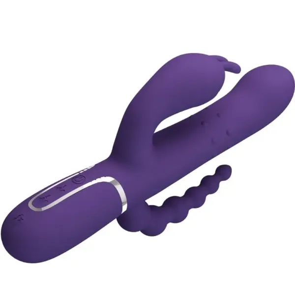 Pretty Love - Vibrador rabbit morado 4 en 1 con estimulador anal - Imagen 4