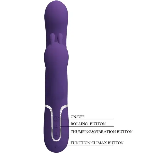 Pretty Love - Vibrador rabbit morado 4 en 1 con estimulador anal - Imagen 6