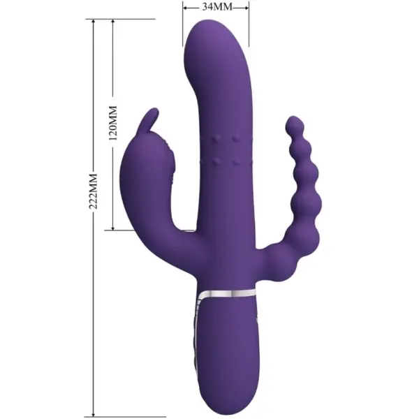 Pretty Love - Vibrador rabbit morado 4 en 1 con estimulador anal - Imagen 7