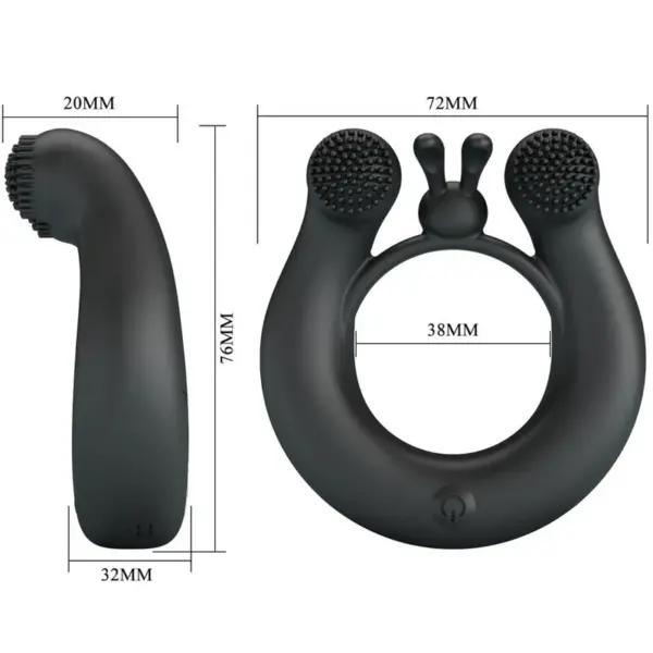 Pretty Love - Anillo vibrador y estimulador de clítoris negro - Imagen 6