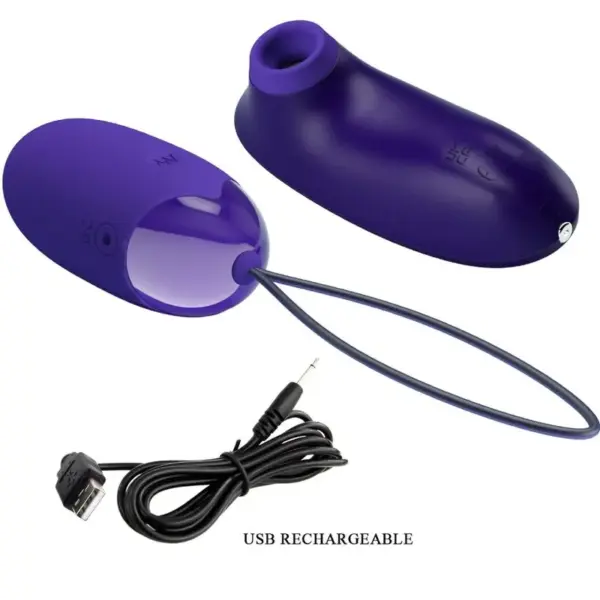 Pretty Love - Estimulador y Huevo Portátil Morado - Imagen 6
