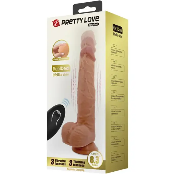 Pretty Love - Jonathan Dildo Silicona 3 Vibraciones con Control Remoto - Imagen 7